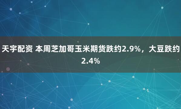 天宇配资 本周芝加哥玉米期货跌约2.9%，大豆跌约2.4%